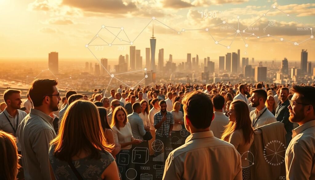 A vast landscape of startup funding opportunities, illuminated by warm golden light. In the foreground, a diverse array of entrepreneurs pitch their innovative ideas to a panel of attentive investors, their faces alight with excitement. In the middle ground, a maze of intricate financial charts and graphs, representing the complex web of funding sources and investment strategies. In the background, a skyline of towering glass and steel, symbolizing the dynamic and ever-evolving startup ecosystem. The scene exudes a sense of hustle, potential, and the thrill of transforming bold visions into reality.
