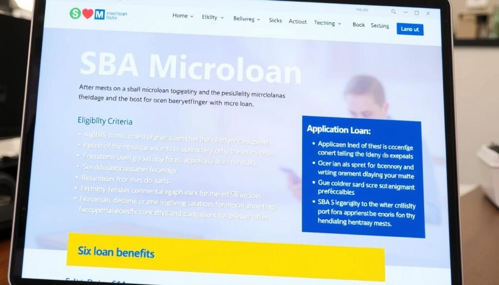 Image of SBA microloan information on a website